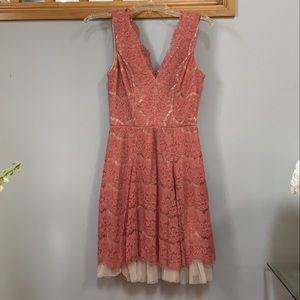 Rose and nude colored lace dress